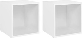 vidaXL Comode TV, 2 buc., alb, 37x35x37 cm, PAL