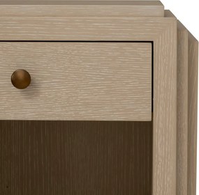 Noptiera LUX Furnir Stejar Albit, ArtDeco