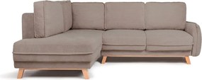 Colțar taupe extensibil/cu spațiu de depozitare cu tapițerie din catifea reiată (cu colț pe partea stângă/în formă de ”L”) Tori – Bonami Selection