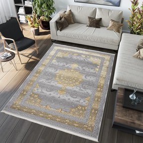 Covor gri exclusivist cu model oriental auriu Lăţime: 120 cm | Lungime: 170 cm