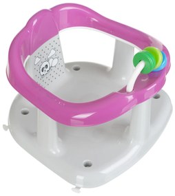 Scaun de baie pentru bebe, cu jucarii, Antiderapant, Panda, Gri cu roz