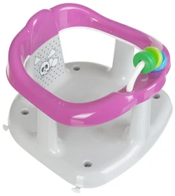 Scaun de baie pentru bebe, cu jucarii, Antiderapant, Panda, Gri cu roz