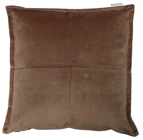 Fata de perna decorativa Collin, aspect de catifea, cu fermoar, 45x45 cm, maro deschis