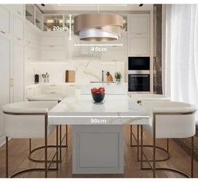 Lustră pe cablu Duolla KOBO 1xE27/15W/230V d. 45 cm bej/auriu/alb