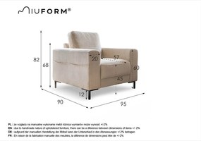 Fotoliu bej cu tapițerie din catifea reiată Lofty Lilly – Miuform