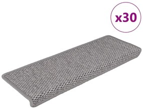 vidaXL Covorașe autoadezive scări, 30 buc., argintiu, 65x21x4cm, sisal