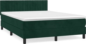 vidaXL Pat box spring cu saltea, verde închis, 140x200 cm, catifea