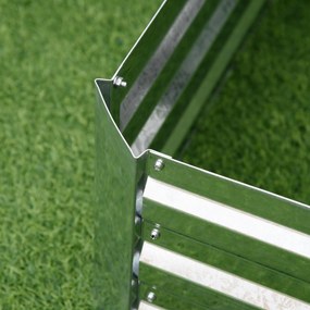 Outsunny Pat de grădină înălțat pătrat din oțel galvanizat cu protecție împotriva buruienilor 120 x 90 x 30 cm argintiu | Aosom Romania