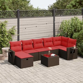 vidaXL Set canapele de grădină cu perne, 8 piese, maro, poliratan
