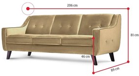 Supermobel Canapea tapitata TERSO 3, 206x81x89, riviera 24 (DAVIS)
