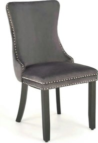Scaun ALDA, gri/negru, stofa catifelata/lemn, 50x62x95 cm