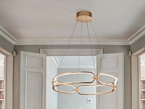Lustra LED suspendata design ultra-modern, dimabila cu telecomanda, 60cm Colette auriu roze