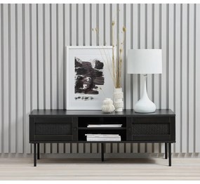 Masă TV neagră cu aspect de lemn de stejar 120x43 cm Pensacola – Unique Furniture