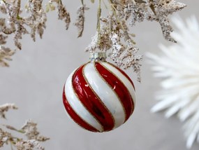 Glob vintage din sticlă pictat manual, D8 cm, „Antique Cherry”
