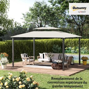 Outsunny Husă de schimb pentru pavilion husă pentru tonelă 4 x 3 m, acoperiș dublu cu orificii de drenaj, poliester 180 g/m², crem | Aosom Romania