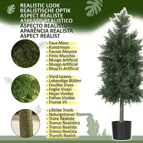 HOMCOM Arbori Topiari de Cedru Artificial, Set de 2 Plante Artificiale în Ghivece, Plante Decorative, 38x12.5x90 cm, Verde | Aosom Romania