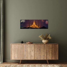 Tablou cu artificii în Asia (cu ceas) (90x30 cm)
