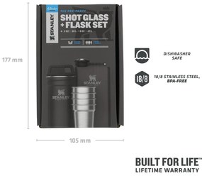 Set sticlă și pahare de tărie negru 6 buc. din oțel inoxidabil 250 ml Adventure Black – Stanley