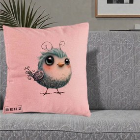 Perna Decorativa Pui Teal cu Aripioare Ornamentale, 40x40 cm, Roz, Husa Detasabila, Perna Inclusa, BEKZ®