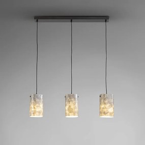 Lustra cu 3 pendule metal negru, sidef alb Nakar
