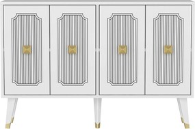 Comoda DERASI, alb/auriu, PAL melaminat, 120x30x80 cm
