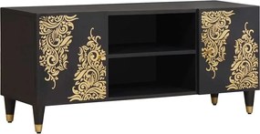 vidaXL Cabinet TV cu raft Negru 105 x 33 x 46 cm Lemn de mango solid