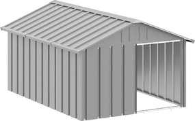 vidaXL Casă pentru câini, gri, 116,5x153x81,5 cm, oțel galvanizat