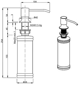 Dozator de săpun lichid argintiu lucios din plastic 350 ml – Sapho