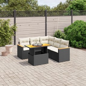 vidaXL Set mobilier de grădină cu perne, 6 piese, negru, poliratan