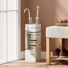 HOMCOM Suport de Umbrele Autoportant Pătrat din Metal cu 4 Cârlige, Bej | Aosom Romania