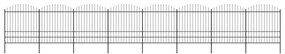 Gard de gradina cu varf sulita, negru, (1,75-2) x 13,6 m otel 1, 175-200 cm, 13.6 m