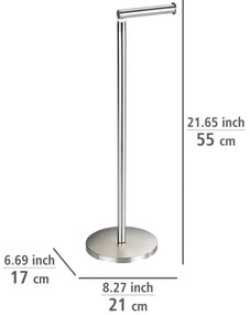 WENKO 22985100 - Suport pentru hârtie igienică, 21 x 55 cm, inox/argintiu