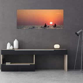 Tablou cu canoiști în apus de soare (120x50 cm), în 40 de alte dimensiuni noi
