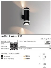 Aplica LED pentru iluminat exterior IP65 JASON 2 BK