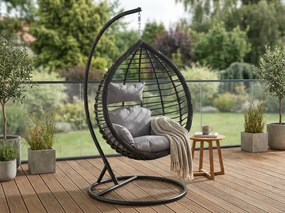 Scaun suspendat TARINO cu suport, negru/perna gri