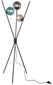 LAMPADAR LANCE, METAL, NEGRU MAT, ABAJUR STICLA, 3XE14, 28 W EXCL