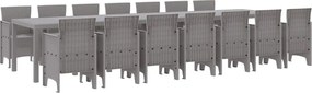 vidaXL Set de masă de grădină cu perne cu pernă 15 pcs Gri deschis PP