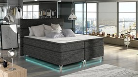 Pat tapitat boxspring, cu spatiu pentru depozitare, echipat cu LED, 140X200 cm, Amadeo 1, Eltap (Culoare: Gri deschis texturat)