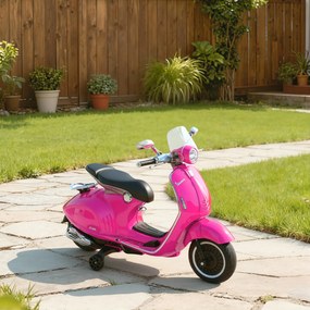 HOMCOM Motocicletă Jucărie, Motocicletă pentru Copii 3+ Ani din PP și Oțel cu 2 Roți Suplimentare, 108x49x75 cm, Roz | Aosom Romania