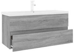 Dulap de chiuveta cu bazin incorporat gri sonoma lemn prelucrat sonoma gri, 100 x 38.5 x 45 cm
