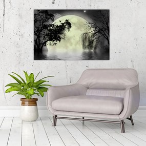 Tablou - Lună plină deasupra apei (90x60 cm)