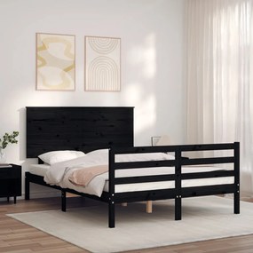 3195220 vidaXL Cadru de pat cu tăblie, negru, 120x200 cm, lemn masiv