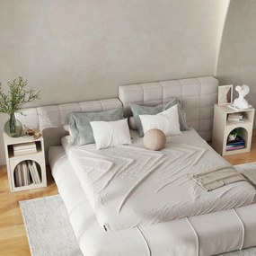 HOMCOM Set de 2 noptiere, noptieră cu compartimente deschise, design arcuit, 40 x 30 x 60 cm, crem | Aosom Romania