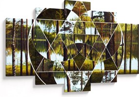 Tablou - Colaj geometric pe fundalul pădurilor nordice (150x105 cm)