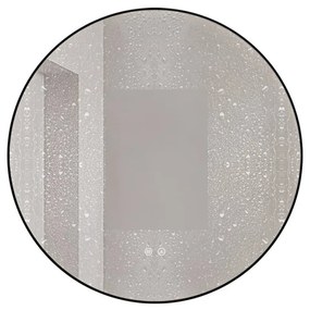 🪞 Oglindă LED cu Touch și Funcție Dezaburire, 3 Tipuri de Lumină – Ø70 cm, Ramă Negru Mat, Model J188-70 Smack