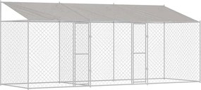 vidaXL Cușcă pentru câini cu acoperiș Argintiu 600 x 200 x 256 cm