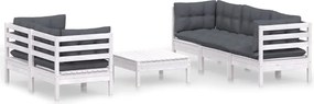 vidaXL Set mobilier grădină cu perne antracit, 6 piese, lemn masiv pin