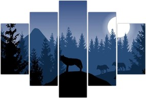 Tablou - Haita de lupi sub lună plină (150x105 cm)