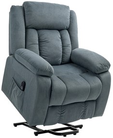 HOMCOM Fotoliu cu ajutor la ridicare din material textil moale, Fotoliu recliner cu telecomandă și buzunare laterale, Gri | Aosom Romania