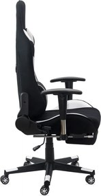 Scaun gaming alb din stofa cu suport de picioare, ergonomic si reglabil OFF 296